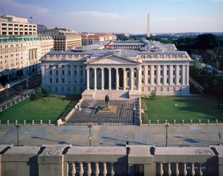 birds-eye view of Treasury building