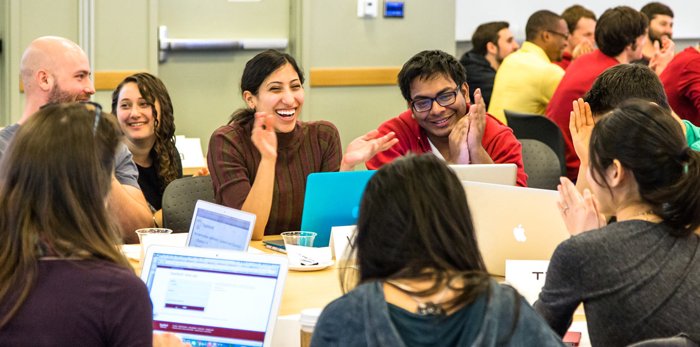 Students talking and laughing