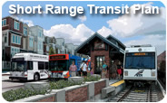 Image of buses and a light rail train at a station