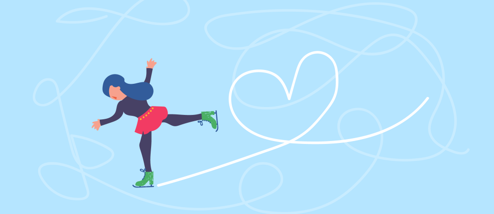 Illustration of girl ice skating