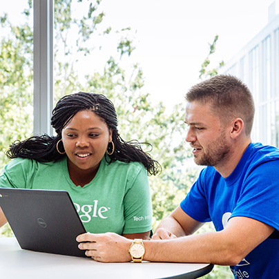 Google engineer meeting with a customer.